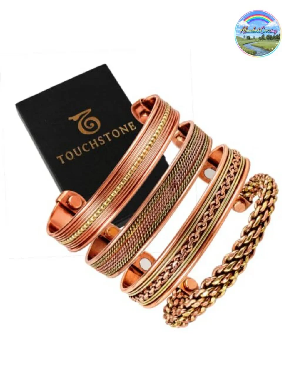Magnetic Copper Bracelets Set of 4 Handmade Cuff Adjustable Unisex